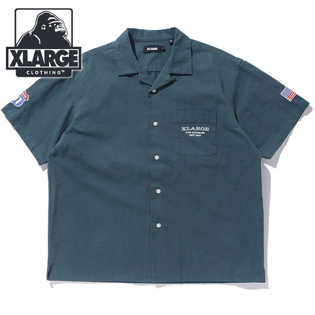 エクストララージ XLARGE メンズ オールドピックアップトラック ショートスリーブワークシャツ 101241014003 SS24 開襟シャツ オープンカラー DkGREEN :10100802:ミスチーフ