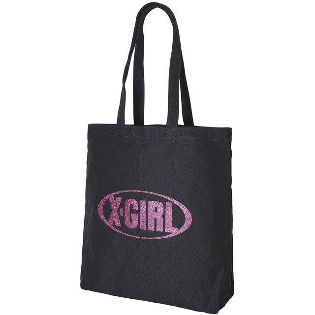 X-girl（エックスガール） グリターオーバルロゴ キャンバストート