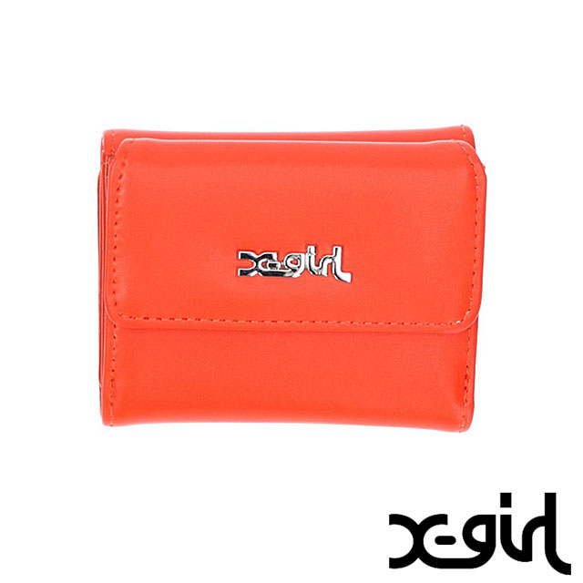 エックスガール X-girl レディース フェイクレザー ミニウォレット 105242054004 SU24 FAUX LEATHER MINI WALLET 三つ折り財布 ORANGE｜mischief｜02