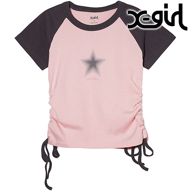 エックスガール X-girl レディース ドッテドスター ショートスリーブ ラグラン ベビートップ 105242013006 SU24 半袖 Tシャツ OLIVE 正規取扱店 X-girl エックスガール レディース ドッテドスター ショート