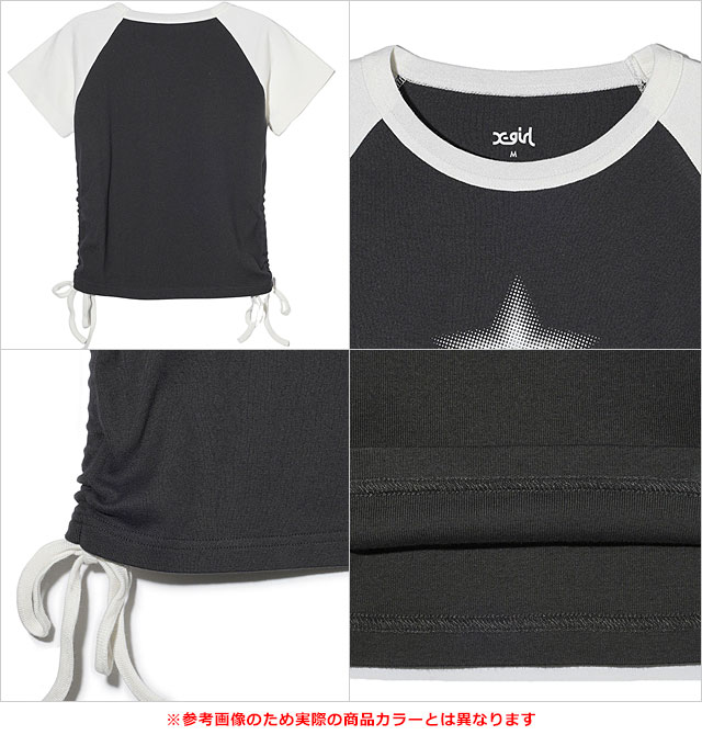 エックスガール X-girl レディース ドッテドスター ショートスリーブ ラグラン ベビートップ 105242013006 SU24 半袖 Tシャツ OLIVE 正規取扱店 X-girl エックスガール レディース ドッテドスター ショート