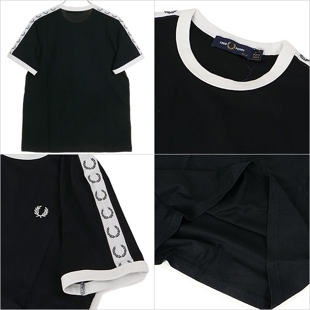 フレッドペリー FRED PERRY レディース テープドリンガーTシャツ G4620-184 SS24Q2 TAPED RINGER T-SHIRT トップス 半袖 クルーネック BLACK｜mischief｜03