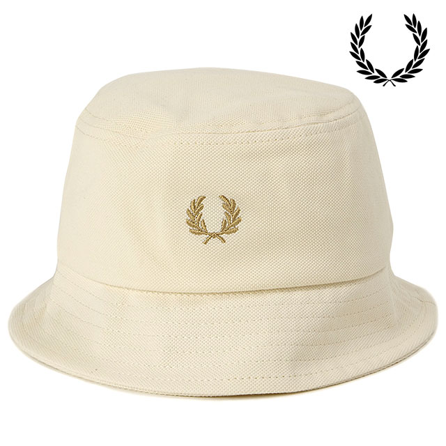 フレッドペリー FRED PERRY ピケ バケットハット HW6730-V37 SS24Q2 PIQUE BUCKET HAT メンズ・レディース 帽子 定番 ECRU WARM-STONE｜mischief｜02