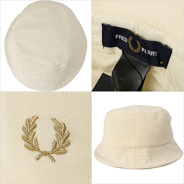 フレッドペリー FRED PERRY ピケ バケットハット HW6730-V37 SS24Q2 PIQUE BUCKET HAT メンズ・レディース 帽子 定番 ECRU WARM-STONE｜mischief｜03