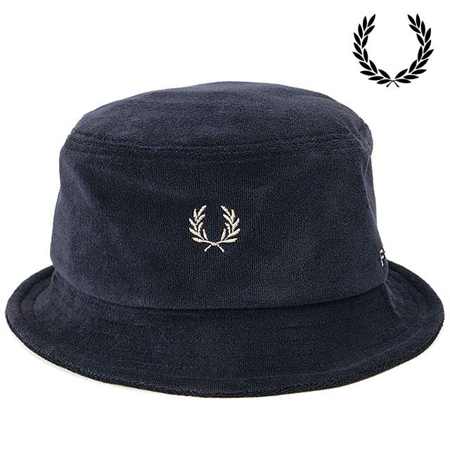 フレッドペリー FRED PERRY タオリングデュアルブランデッド バケットハット HW7678-608 SS24Q2 TOWELLING DUAL BRANDED BUCKET HAT メンズ・レディース NAVY｜mischief｜02