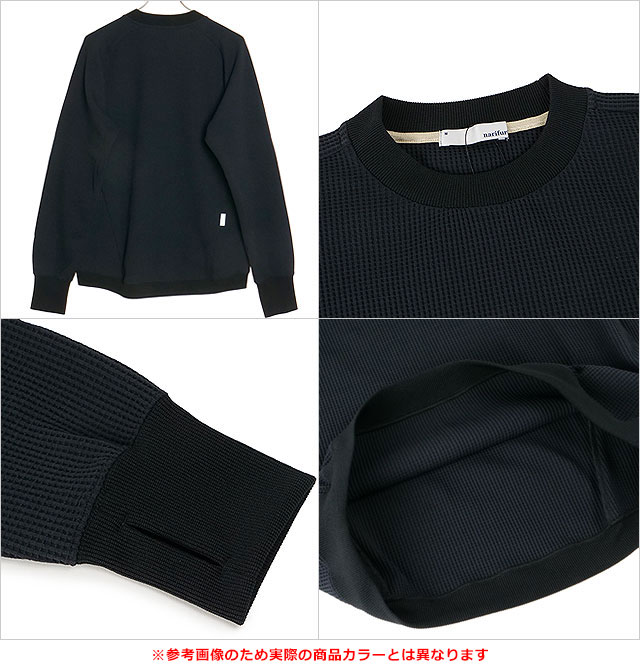 ナリフリ narifuri マルチテックワッフルクルーネックスウェット NF1173 FW24 メンズ トップス 長袖 吸汗速乾 UVカット CHARCOAL 正規取扱店 | narifuri | 02