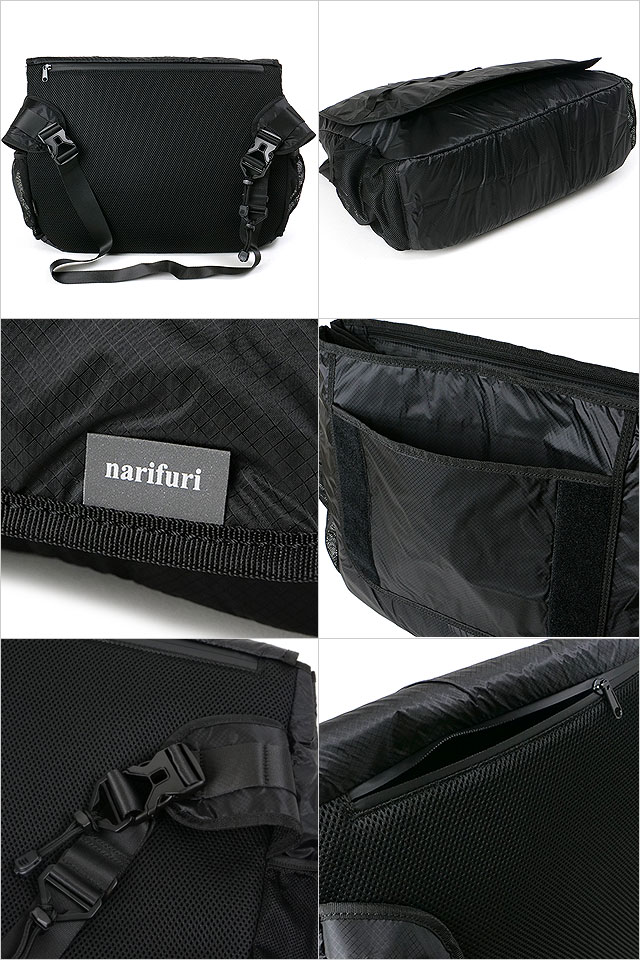 ナリフリ narifuri ライトウェイトメッセンジャーバッグ NF8029 FW24 メンズ・レディース 鞄 耐水 防汚 ショルダーバッグ 自転車 バイク BLACK 正規取扱店 | narifuri | 02