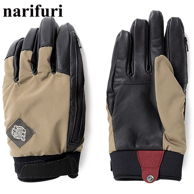 【SALE】コラボ ナリフリ narifuri × SoH NFC レザーコンビグローブ [NFSO-05 FW24] メンズ・レディース 手袋 日本製 自転車 バイク アウトドア KHAKI  正規取扱店【ts】 narifuri（ナリフリ） コラボ × SoH NFC レザーコンビグローブ NFSO-05