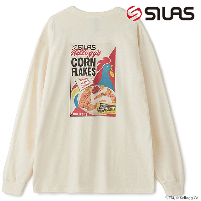 コラボ サイラス SILAS ケロッグ ロングスリーブ Tシャツ 110244011001 FW24 SILAS x KELLOGGs L S TEE メンズ トップス 長袖 カットソー OFF-WHITE