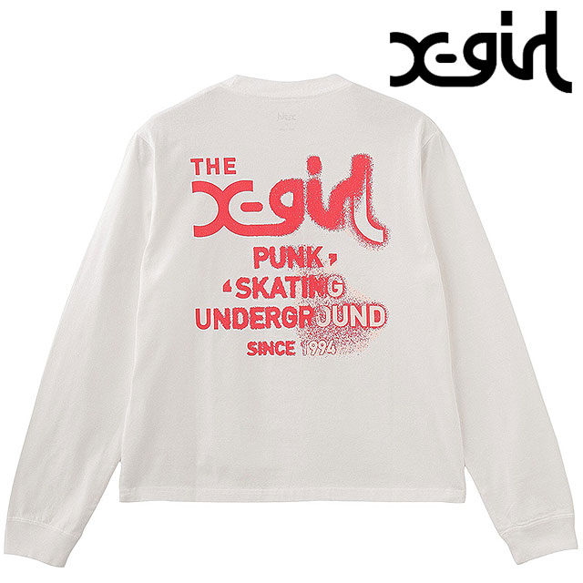 エックスガール X-girl ラスティーロゴ ロングスリーブ Tシャツ 105251011018 SS25 RUSTY LOGO L S TEE レディース トップス 長袖 ロンティー WHITE  正規取扱店