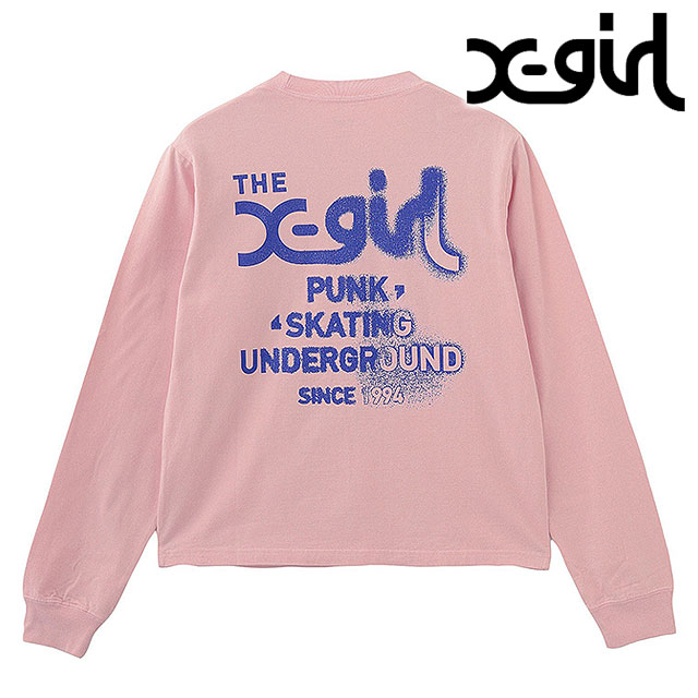 エックスガール X-girl ラスティーロゴ ロングスリーブ Tシャツ 105251011018 SS25 RUSTY LOGO L S TEE レディース トップス ロンティー LtPINK  正規取扱店