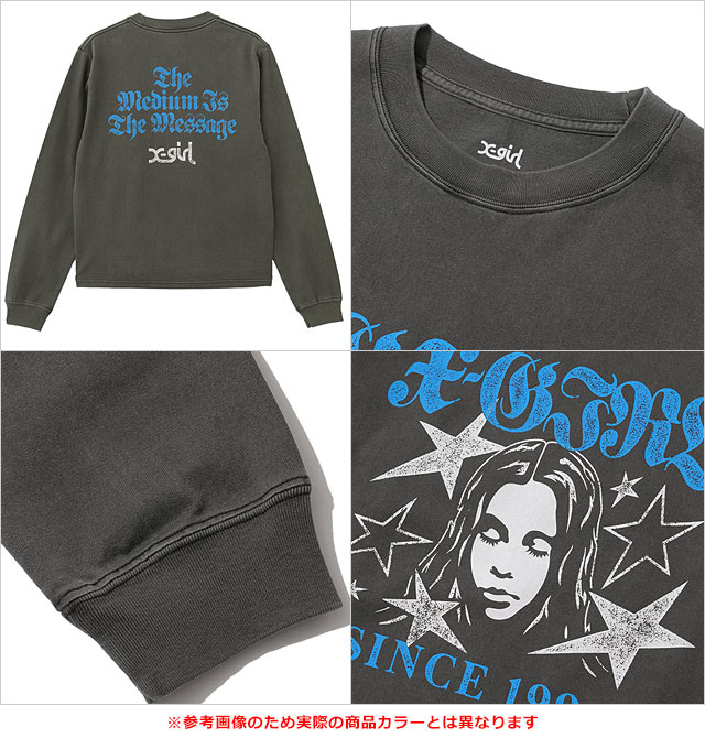 エックスガール X-girl スターアンドフェイスロゴ フェイデッド ロングスリーブTシャツ 105251011007 SS25 STAR AND FACE LOGO FADED LS TEE OLIVE  正規取扱店 X-girl エックスガール スターアンドフェイスロゴ フェイデッド