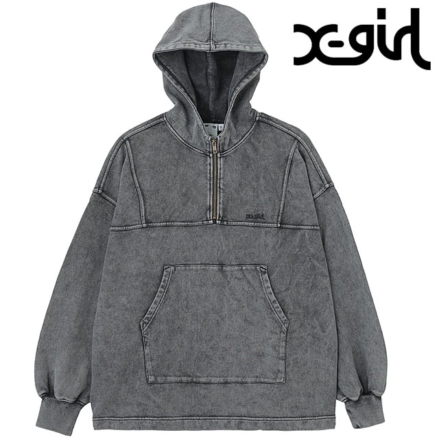 エックスガール X-girl フェイデッド アノラック スウェットフーディー 105251012006 SS25 FADED ANORAK SWEAT HOODIE レディース Xgirl BLACK 正規取扱店