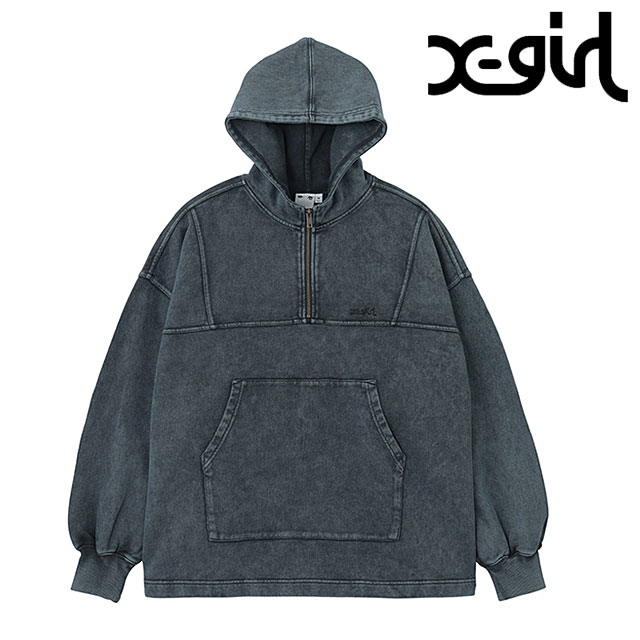 【SALE】エックスガール X-girl フェイデッド アノラック スウェットフーディー [105251012006 SS25] FADED ANORAK SWEAT HOODIE レディース Xgirl トップス オーバーサイズ パーカー プルオーバー LtBLUE 正規取扱店【ts】 X-girl（エックスガール） フェイデッド アノラック スウェット