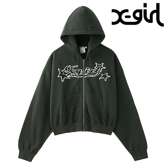 エックスガール X-girl エックスガールスターロゴ ジップアップフーディー 105251012004 SS25 X-girl STAR LOGO ZIP UP HOODIE レディース BLACK 正規取扱店