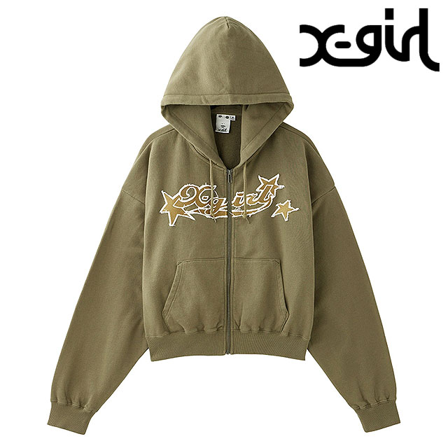 エックスガール X-girl エックスガールスターロゴ ジップアップフーディー 105251012004 SS25 X-girl STAR LOGO ZIP UP HOODIE レディース OLIVE 正規取扱店