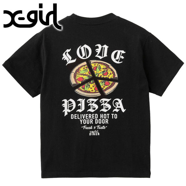 エックスガール X-girl ピースピザ ショートスリーブ Tシャツ 105251011015 SS25 PEACE PIZZA S S TEE レディース BLACK  正規取扱店