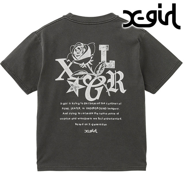 エックスガール X-girl ローズロゴ フェイデッド ショートスリーブ Tシャツ 105251011016 SS25 ROSE LOGO FADED S S TEE レディース BLACK  正規取扱店