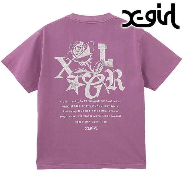 エックスガール X-girl ローズロゴ フェイデッド ショートスリーブ Tシャツ 105251011016 SS25 ROSE LOGO FADED S S TEE レディース BLACK  正規取扱店 X-girl エックスガール ローズロゴ フェイデッド ショート