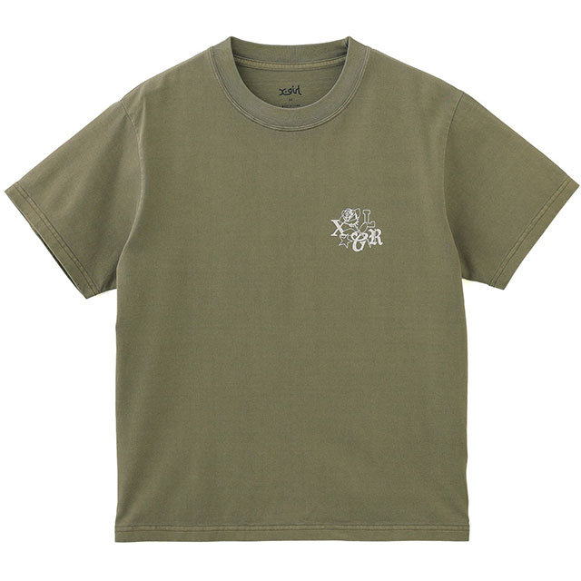 エックスガール X-girl ローズロゴ フェイデッド ショートスリーブ Tシャツ 105251011016 SS25 ROSE LOGO FADED S S TEE レディース OLIVE  正規取扱店 X-girl エックスガール ローズロゴ フェイデッド ショート