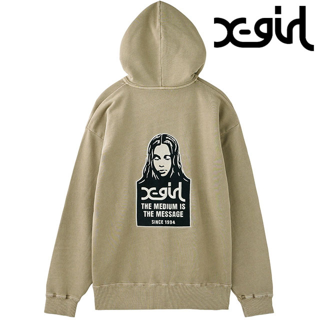 エックスガール X-girl メッセージアンドフェイスフェイデッドジップアップスウェットフーディ 105251012016 MESSAGE AND FACE FADED ZIP UP HOODIE 正規取扱店