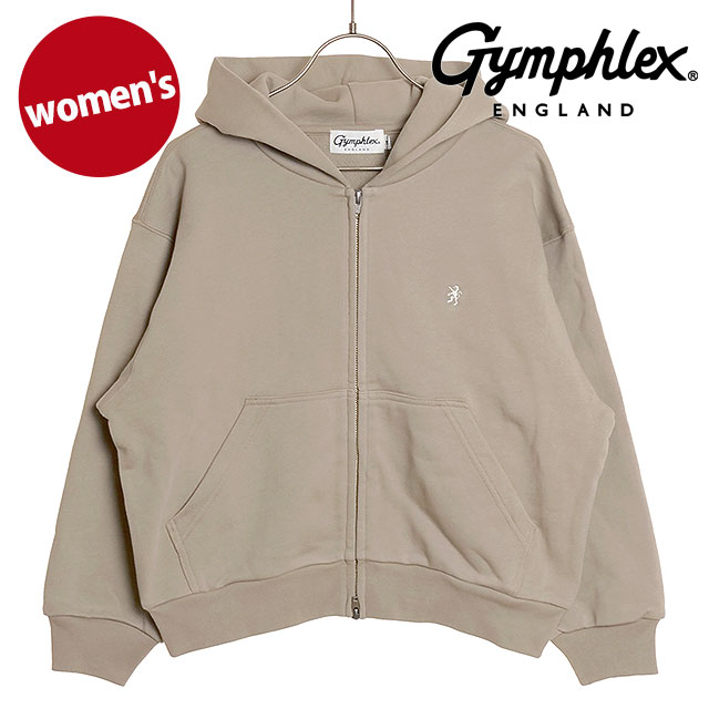 ジムフレックス Gymphlex ジップフーディー #GY-C0438 CFC ZIP HOODIE レディース スポーツファッション スウェットパーカー GREIGE(OFF WHITE) 正規取扱店