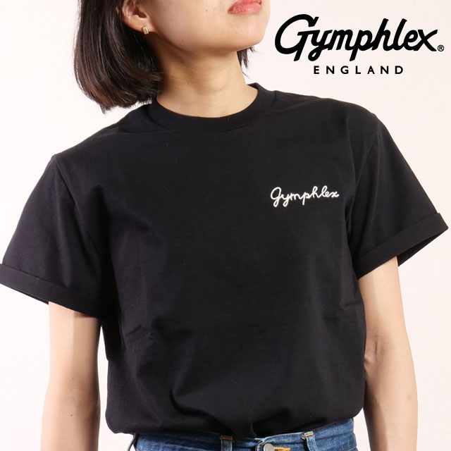 ジムフレックス Gymphlex ショートスリーブ Tシャツ #GY-C0446 COM SS25 S S T-SHIRT 定番 ロゴ刺繍 BLACK(WHITE)  正規取扱店