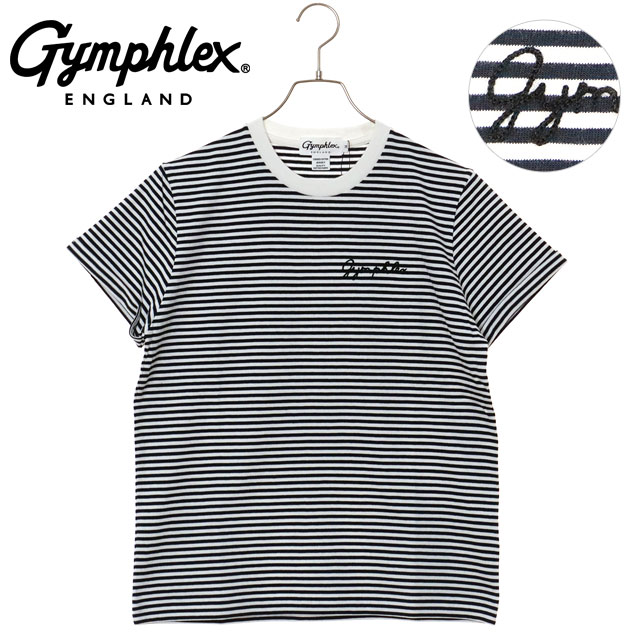 ジムフレックス Gymphlex ショートスリーブ Tシャツ #GY-C0446 COM SS25 S S T-SHIRT 定番 ロゴ刺繍 WHITE NAVY STRIPE(BLACK)  正規取扱店 GYMPHLEX ジムフレックス Gymphlex ショートスリーブ Tシャツ