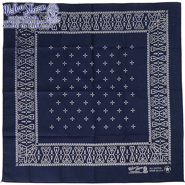 Yahoo! Yahoo!ショッピング(ヤフー ショッピング)ベルバシーン VELVA SHEEN バンダナ クロス 161516 SS25 BANDANNA （CROSS）　MADE IN USA アメリカ製 大判 ハンカチ スカーフ NAVY  正規取扱店