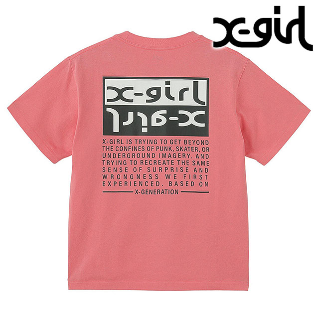 エックスガール X-girl バイカラーボックスロゴ ショートスリーブTシャツ 105252011010 SU25 BICOLOR BOX LOGO S S TEE レディース PINK ピンク  正規取扱店