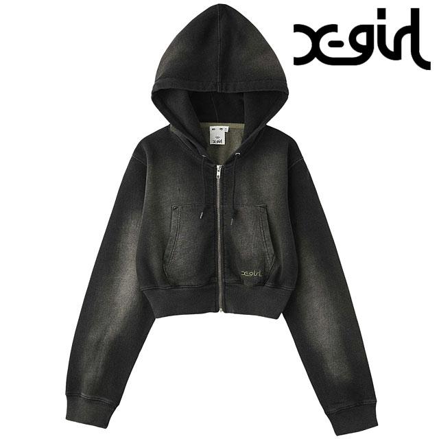 エックスガール X-girl フェイデッド コンパクト ロングスリーブ ジップアップフーディー 105252012001 SU25 xgirl OLIVE オリーブ 正規取扱店