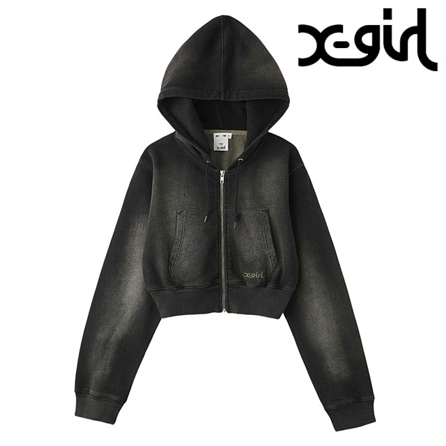 エックスガール X-girl フェイデッド コンパクト ロングスリーブ ジップアップフーディー 105252012001 SU25 xgirl OLIVE オリーブ 正規取扱店 | X-girl | 01