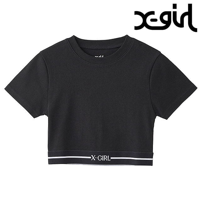 エックスガール X-girl ロゴアンドストライプ クロップド ショートスリーブトップ 105252013025 SU25 LOGO AND STRIPE CROPPED S S TOP BLACK 正規取扱店