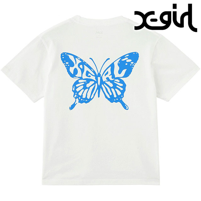 エックスガール X-girl バタフライシルエットロゴ ショートスリーブTシャツ 105252011022 SU25 トップス 半袖 xgirl WHITE ホワイト 白  正規取扱店