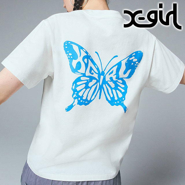 エックスガール X-girl 2枚1セット ロゴ アンド バタフライ 2パック ショートスリーブ Tシャツ 105252011032 SS25 半袖 パックティー MULTI 正規取扱店 エックスガール X-girl 2枚1セット ロゴ アンド バタフライ 2