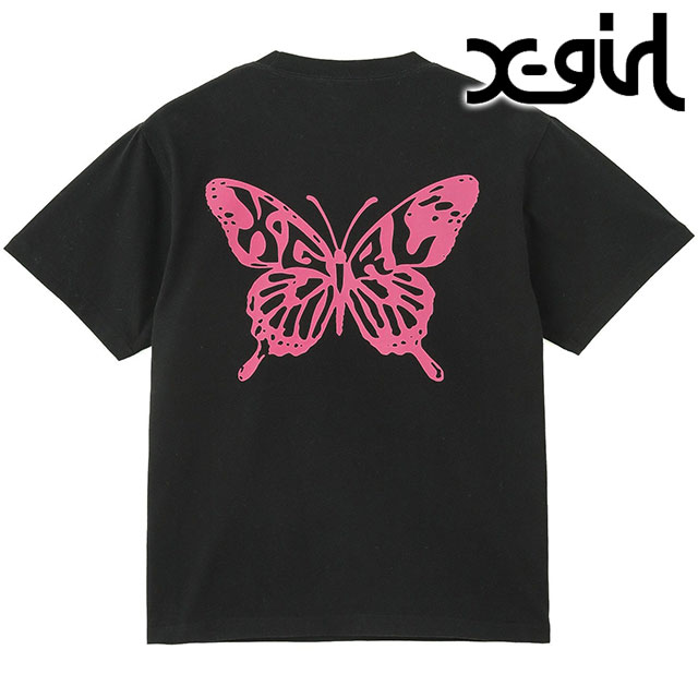エックスガール X-girl バタフライシルエットロゴ ショートスリーブTシャツ 105252011022 SU25 トップス 半袖 xgirl BLACK ブラック 黒  正規取扱店