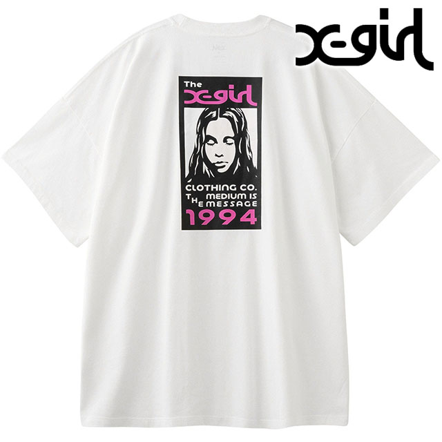 エックスガール X-girl ボックスロゴ アンド フェイス ショートスリーブ ビッグTeeドレス 105252041008 SU25 半袖 xgirl WHITE ホワイト 白 正規取扱店