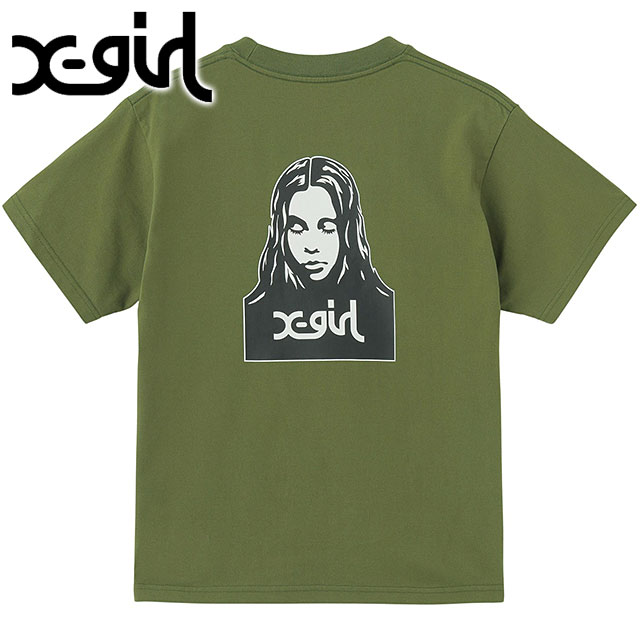 �G�b�N�X�K�[�� X-girl �t�F�C�X �V���[�g�X���[�uT�V���c 105252011024 SU25 FACE S S TEE ���f�B�[�X �g�b�v�X ���� xgirl OLIVE �I���[�u  ���K�戵�X