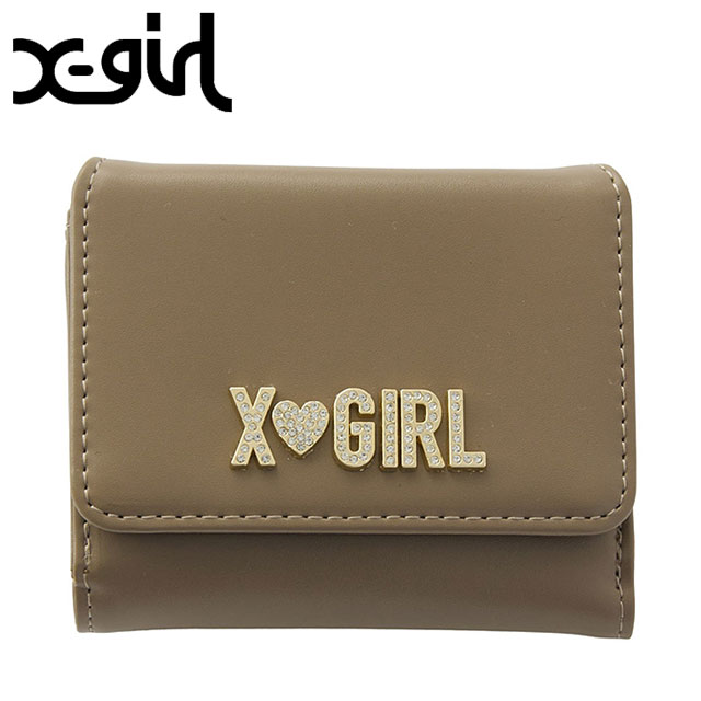 X-girl（エックスガール） ラインストーンラベル ミニウォレット