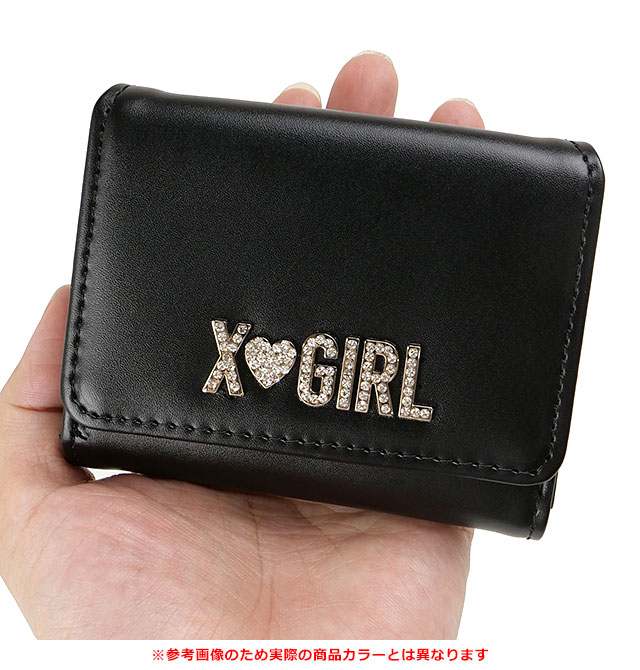 X-girl（エックスガール） ラインストーンラベル ミニウォレット