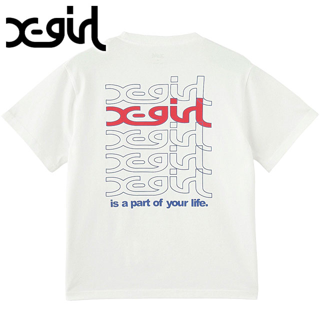 エックスガール X-girl リピートミルズロゴ ショートスリーブTシャツ 105252011005 SU25 REPEAT MILLS LOGO S S TEE 半袖 xgirl WHITE ホワイト 白  正規取扱店