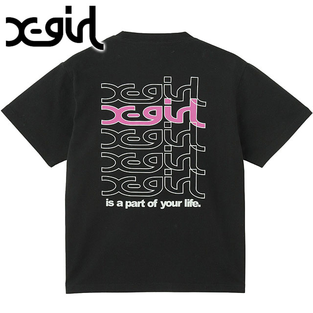 エックスガール X-girl リピートミルズロゴ ショートスリーブTシャツ 105252011005 SU25 REPEAT MILLS LOGO S S TEE 半袖 xgirl BLACK ブラック 黒  正規取扱店
