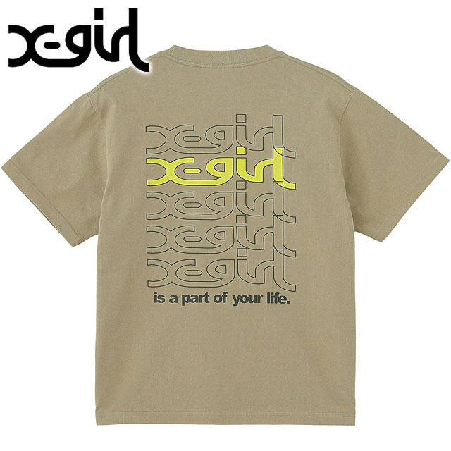 エックスガール X-girl リピートミルズロゴ ショートスリーブTシャツ 105252011005 SU25 REPEAT MILLS LOGO S S TEE 半袖 xgirl BEIGE ベージュ  正規取扱店