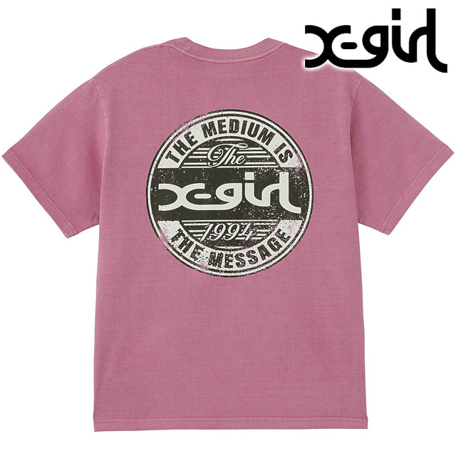 エックスガール X-girl ピグメント ディストレスドサイクルロゴ 半袖Tシャツ 105252011017 SU25 PIGMENT DISTRESSED CIRCLE LOGO S S TEE ピンク 正規取扱店