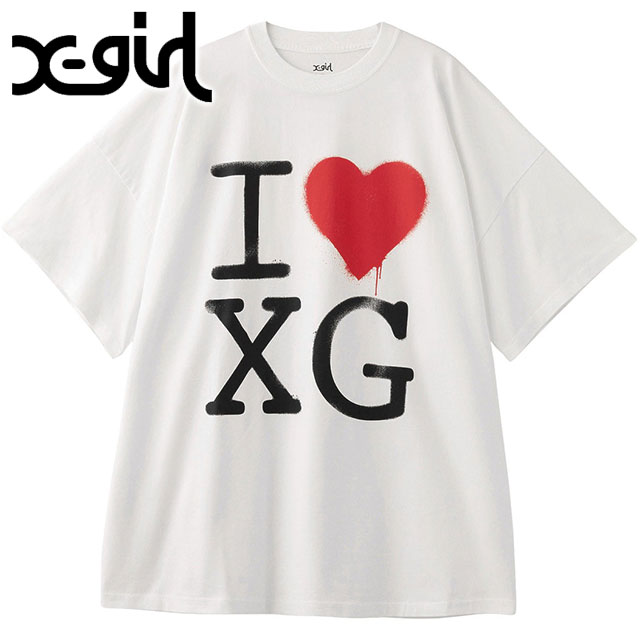 エックスガール X-girl ステンシル アイラブXGロゴ ショートスリーブ ビッグTeeドレス 105252041007 SU25  xgirl WHITE ホワイト 白 正規取扱店