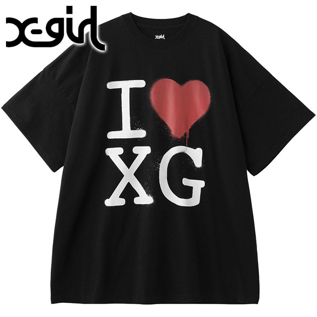 X-girl エックスガール ステンシル アイラブXGロゴ ショート