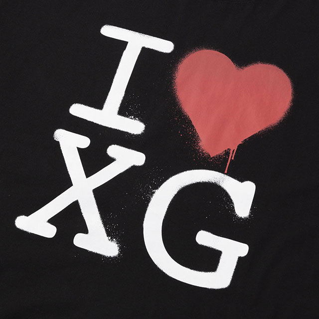 X-girl エックスガール ステンシル アイラブXGロゴ ショート