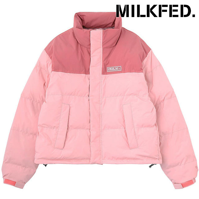 ミルクフェド MILKFED. バーパッチ パファージャケット 103254021004 FW25 BAR PATCH PUFFER JACKET レディース 中綿ジャケット 防寒 ライトピンク 正規取扱店