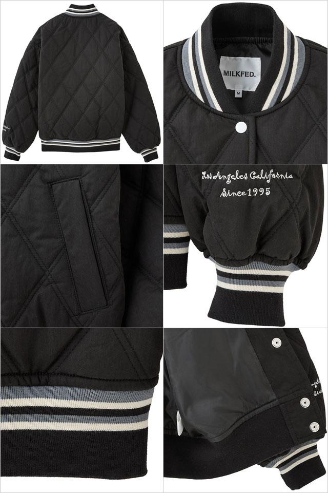 ミルクフェド MILKFED. サテンロゴパッチ キルテッドジャケット 103254021003 FW25 SATIN LOGO PATCH QUILTED JACKET レディース ブラック 正規取扱店 | MILKFED. | 02