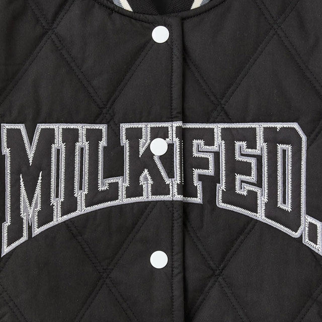 ミルクフェド MILKFED. サテンロゴパッチ キルテッドジャケット 103254021003 FW25 SATIN LOGO PATCH QUILTED JACKET レディース ブラック 正規取扱店 | MILKFED. | 03